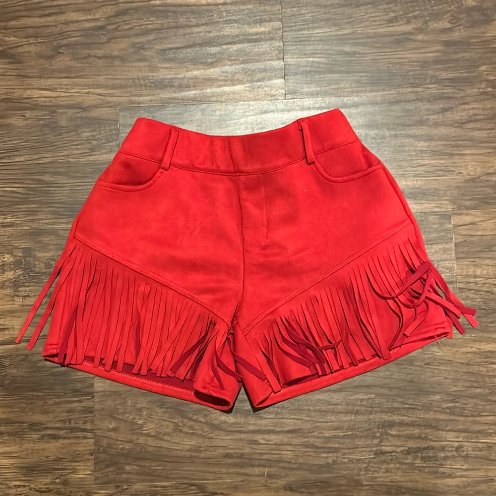 Crazy Train Red Suede Shorts